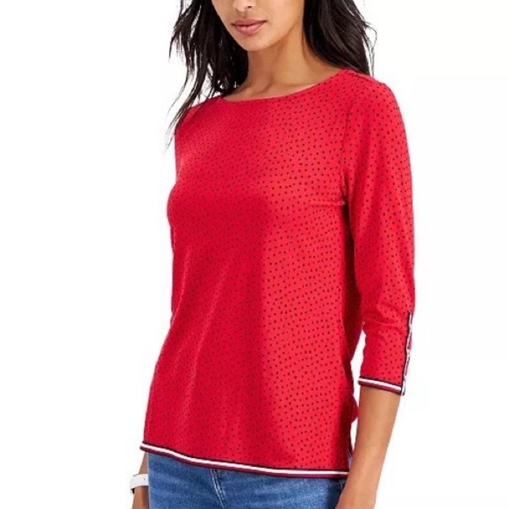 TOMMY HILFIGER DOT PRINT TOP - Picture 1 of 3